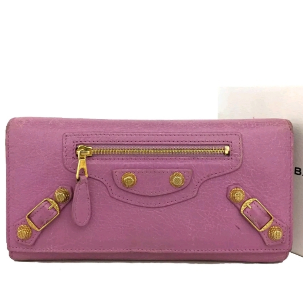 AUTH BALENCIAGA PURPLE BIFOLD LONG WALLET /B1510